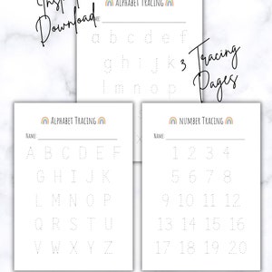 ABC Alphabet A-Z Uppercase and Lowercase and Numbers 1-20 Tracing Pages Preschool Kindergarten Worksheets