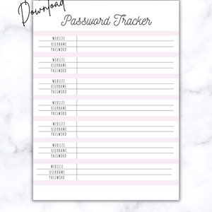 Password Tracker Printable PDF Username and Password List - Etsy