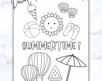 Summertime Coloring Page, Summertime Coloring Book, Printable Coloring ...