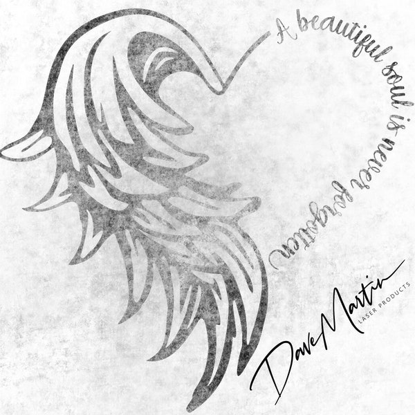 Memorial Angel Wing/Heart Cricut SVG, DXF, JPEG file