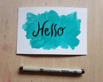 Hello Postcard, Hand Painted, Single postcard