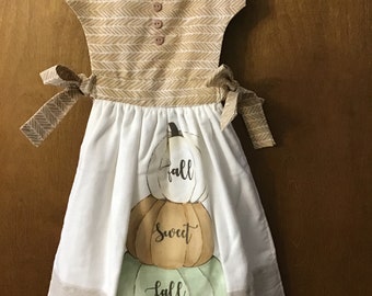 Hanging Oven Dress Kitchen  - Fall Sweet Fall towel, tan print top, 3 buttons