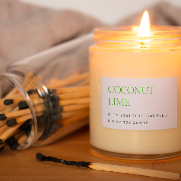 Coconut Lime | Handmade Soy Candle | Clean Burning Candle | Coconut Scented Candle | Summer Candle | Candle Gift | City Beautiful Candles