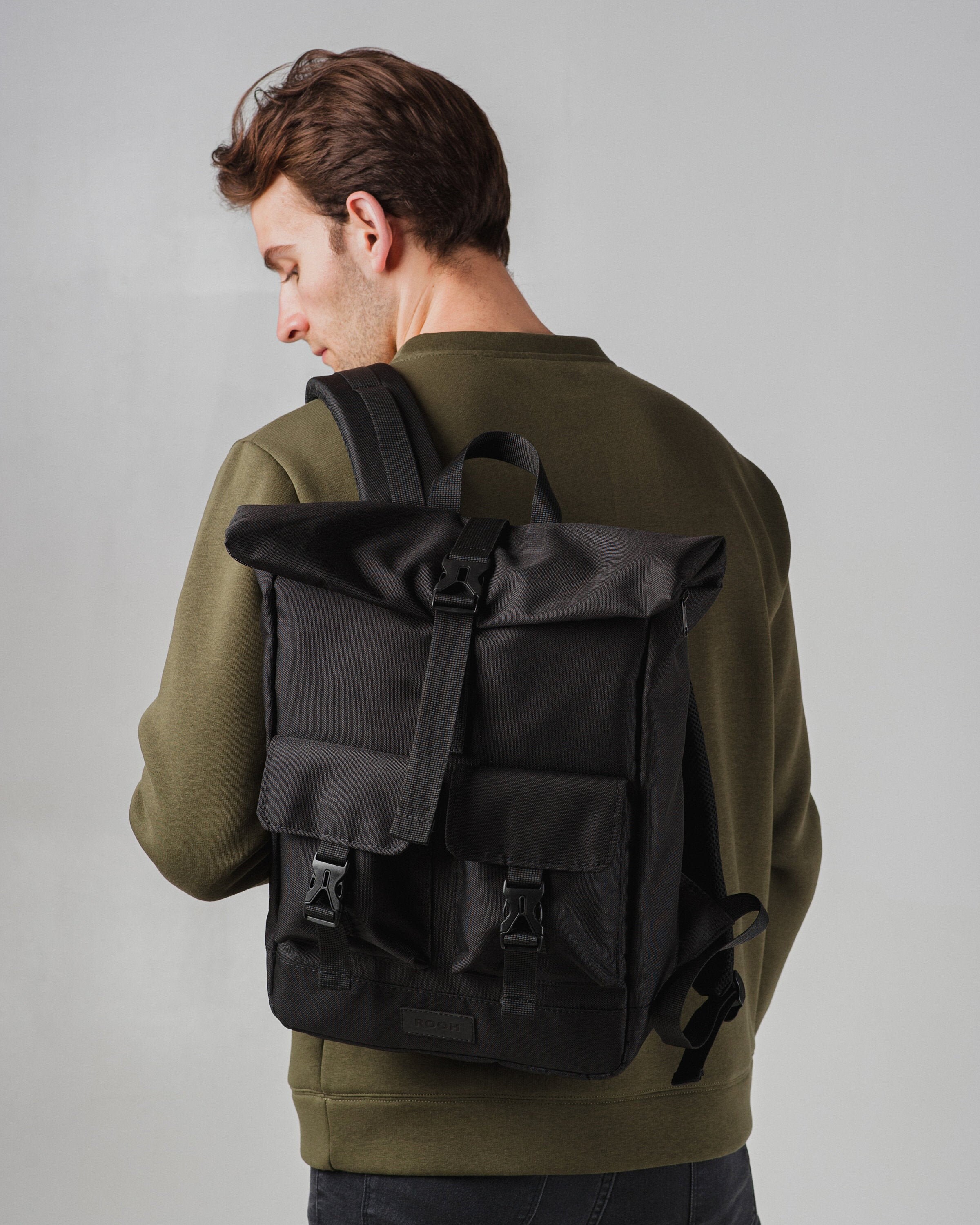 Light Khaki Roll Top Canvas Backpack Laptop City Travel Etsy