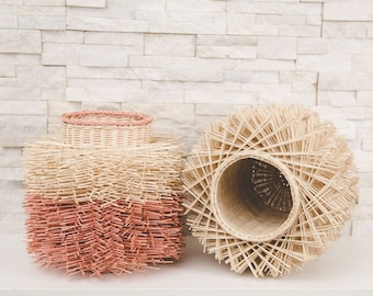 Handmade Handwoven 100% Natural Organic Sustainable Modern Spiky Sea Urchin Rattan Eco Friendly Basket for Storage, Home Décor, NATURAL