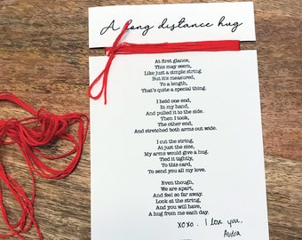 Valentine's Day Printable Card - Long Distance Hug - Virtual Hug - Grandparent card - Sending you a hug card