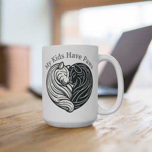 Pet Lover Mug, My Kids Have Paws Coffee Cup, Animal Mom Gift, Cat Dog Lover Tea Mug, Unique Pet Parent Gift, Heartfelt Mug, Large Coffee