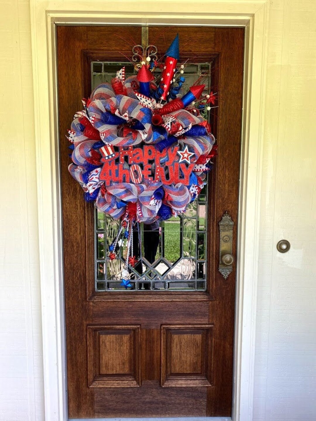 Patriotic 4th of July Rocket Wreath, Red White Blue Decor - Etsy