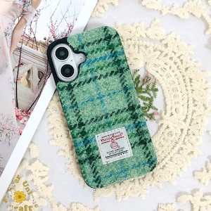 Coque de portable en tissu brodé Harris tweed pour iPhone 16e 16 15 14 13 Pro Max, Samsung S25 Edge S24 Ultra A06 A16, coque Google Pixel 9 8 7