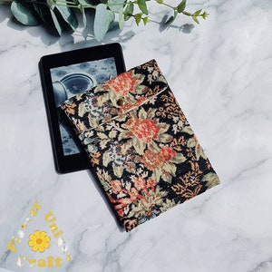 Retro geborduurde bloem stof Kindle-hoes voor Paperwhite 12e generatie hoesje, Kindle Colorsoft, Paperwhite 11e generatie, nieuwe Kindle 6" 2024-hoesje