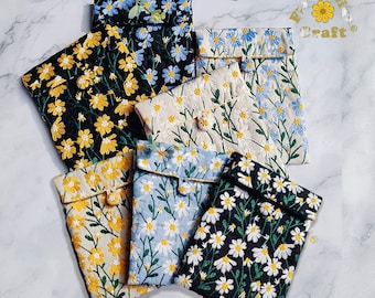 Various Daisies Embroidered Fabric E-Reader Sleeve for 2024 Kobo Clara Colour,Libra Colour,Clara BW,Clara 2E,Libra 2,Kobo Elipsa 2E Case