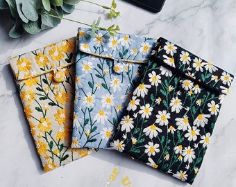 Three Style Different Of Embroidered Daisies E-Reader Cover,Free Clear Case,Kindle,Kobo,Pocketbook,reMarkable,Onyx,boox,Nook,Tolino Sleeve