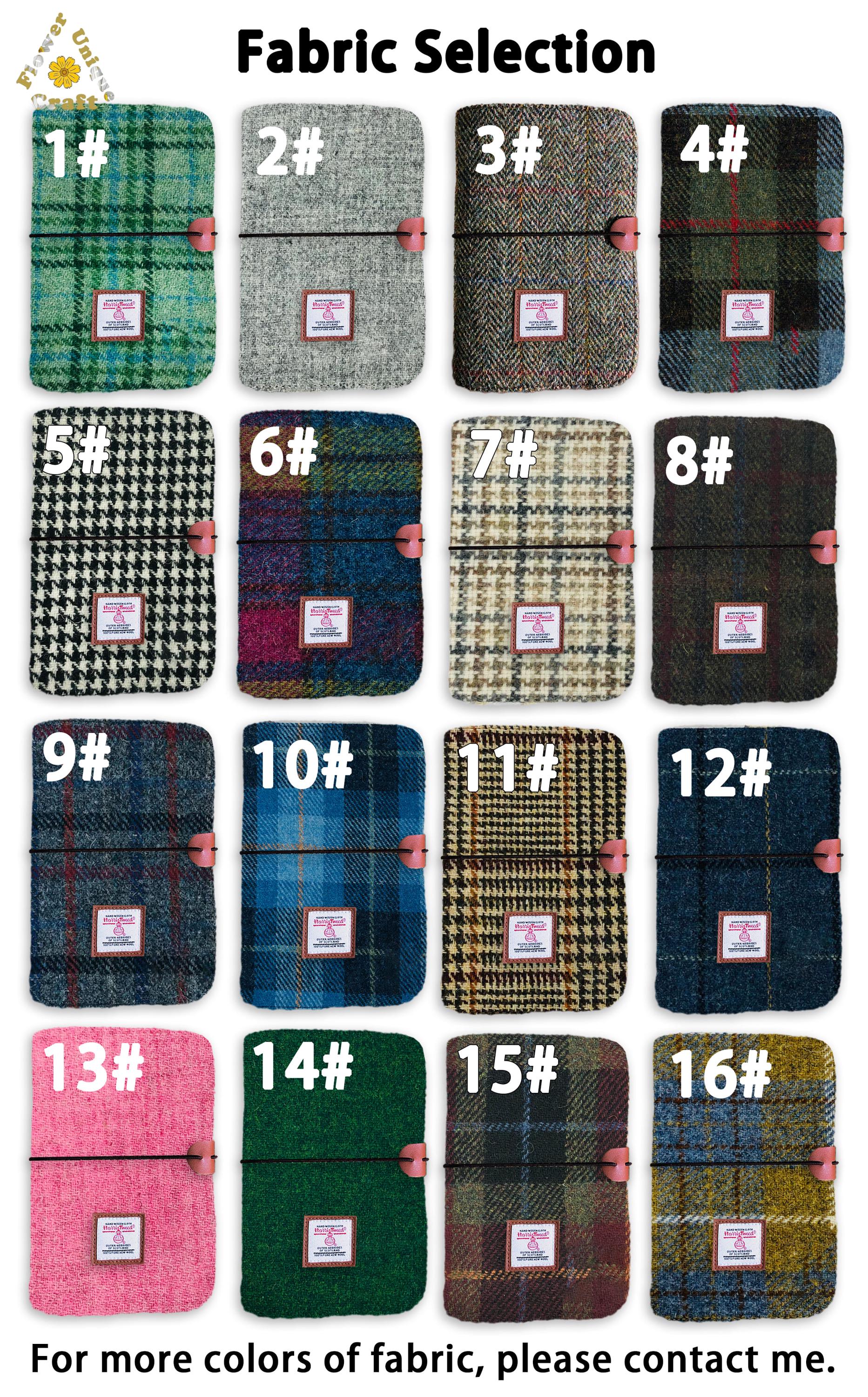Embroidered Fabric M5 A6 A5 Notebook Made of Harris Tweed Cloth