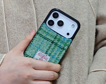 Harris tweed embroidered fabric phone case for iPhone Duo 18 17 16 15 14 13 Pro Max 17e 16e,Samsung S26 FE S25 S24 Ultra,Google Pixel 11 10A