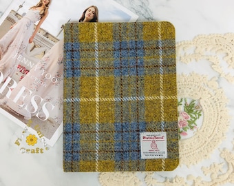 Embroidered fabric ipad case made from Harris Tweed cloth for iPad Pro Air 11&#39;&#39; 13&#39;&#39;,iPad Mini 7,iPad 10th 11th gen,Air 5 6,iPad 2025 case