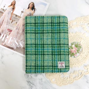 Étui pour ipad en tissu brodé en tissu Harris Tweed pour iPad Air 11" Pro 13" Mini 7, étui pour iPad Air 5 10e 11e génération, tissu tartan