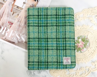 Embroidered fabric ipad case made from Harris Tweed cloth for iPad Air 11&quot; Pro  13&quot; Mini 7 Case,Air 5 iPad 10th 11th Gen Case,Tartan Fabric