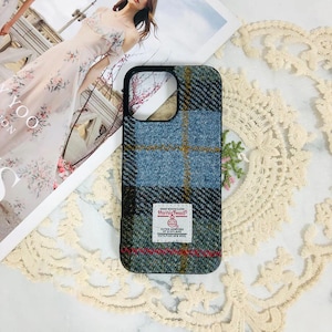 Funda para teléfono de tela bordada, confeccionada con tela Harris Tweed, para iPhone Duo 18 17 16 15 14 13 Pro Max, Samsung S26 S25 S24 y Google Pixel 11 10A.