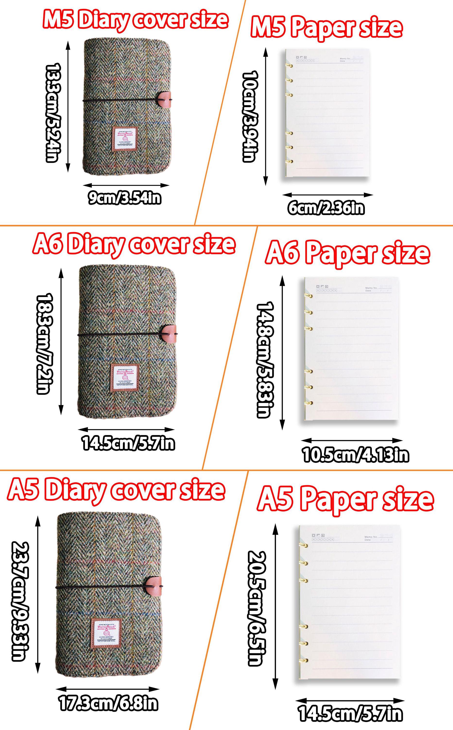 M5 Notebook Layout Embroidered Fabric M5 A6 A5 Notebook Made of Harris Tweed Cloth,vintage ...
