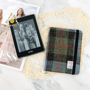 Étui pour Kindle en tissu brodé fabriqué à partir de tissu Harris Tweed pour papier blanc 12e 11e génération, étui pour Kindle 6" 2024, Kindle 10e, étui pour Kindle 7 pouces