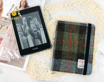 Embroidered fabric kindle case made from Harris Tweed cloth for paperwhite 12th 11th gen case,kindle 6" 2024,kindle 10th,7 inch kindle case