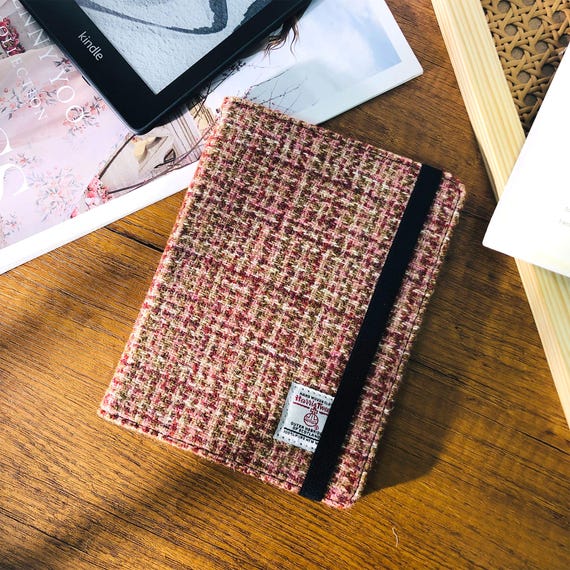 Embroidered fabric personalization kindle case made from Harris Tweed cloth for paperwhite 12th 11th generation,kindle 6 in,kindle 10th gen