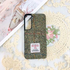 Telefoonhoesje van geborduurd Harris Tweed-stof voor Samsung A36 S26 S25 S24 S23, iPhone 17e 17 16e 16 15 14 13 12 Pro Max, Google Pixel 11 10A 9 8