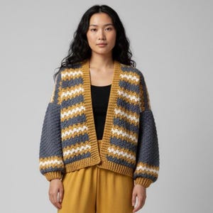 Golden Granny Spike Crochet Cardigan