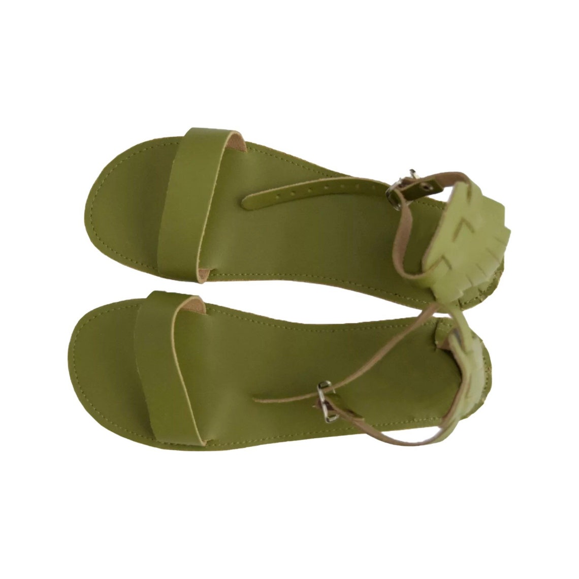 Olive Leather Sandals / Strappy Sandals / Summer Shoes | Etsy