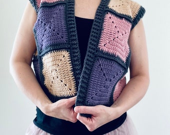 Crochet Top / Granny Square Waistcoat / Boho Vest.