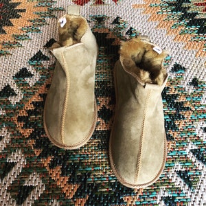 Olive Green Sheepskin Boots / Real Leather Slippers - Etsy UK