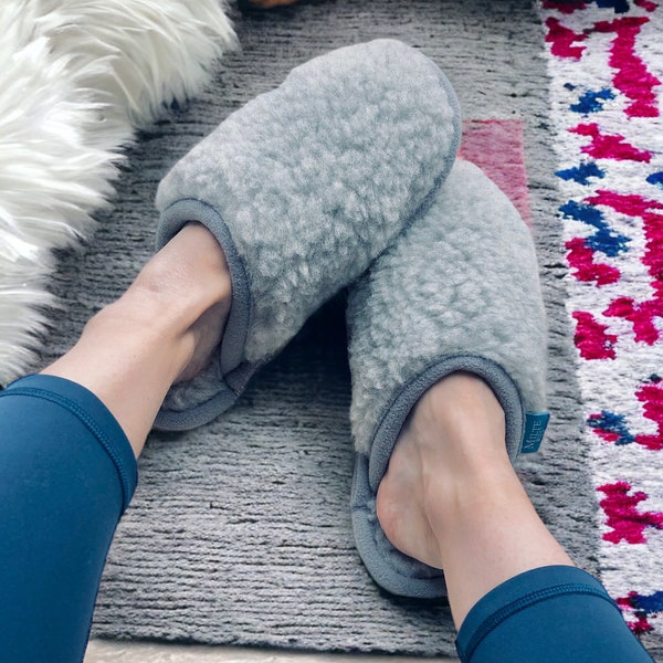 Merino Wool Grey Mules / Wool Slippers.