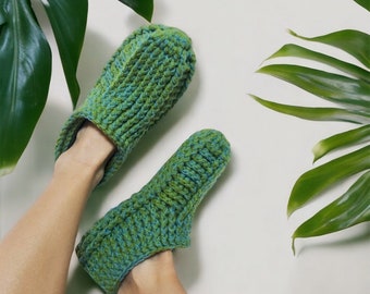 Jade Green Crochet Slippers / Slipper Socks.