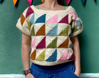 Top de patchwork de crochet Better Half