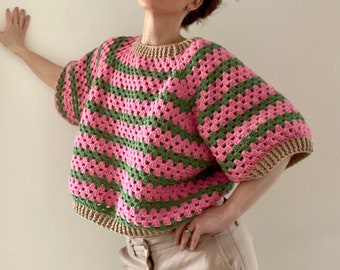 Handmade Strawberry Sweater / Crochet Top.