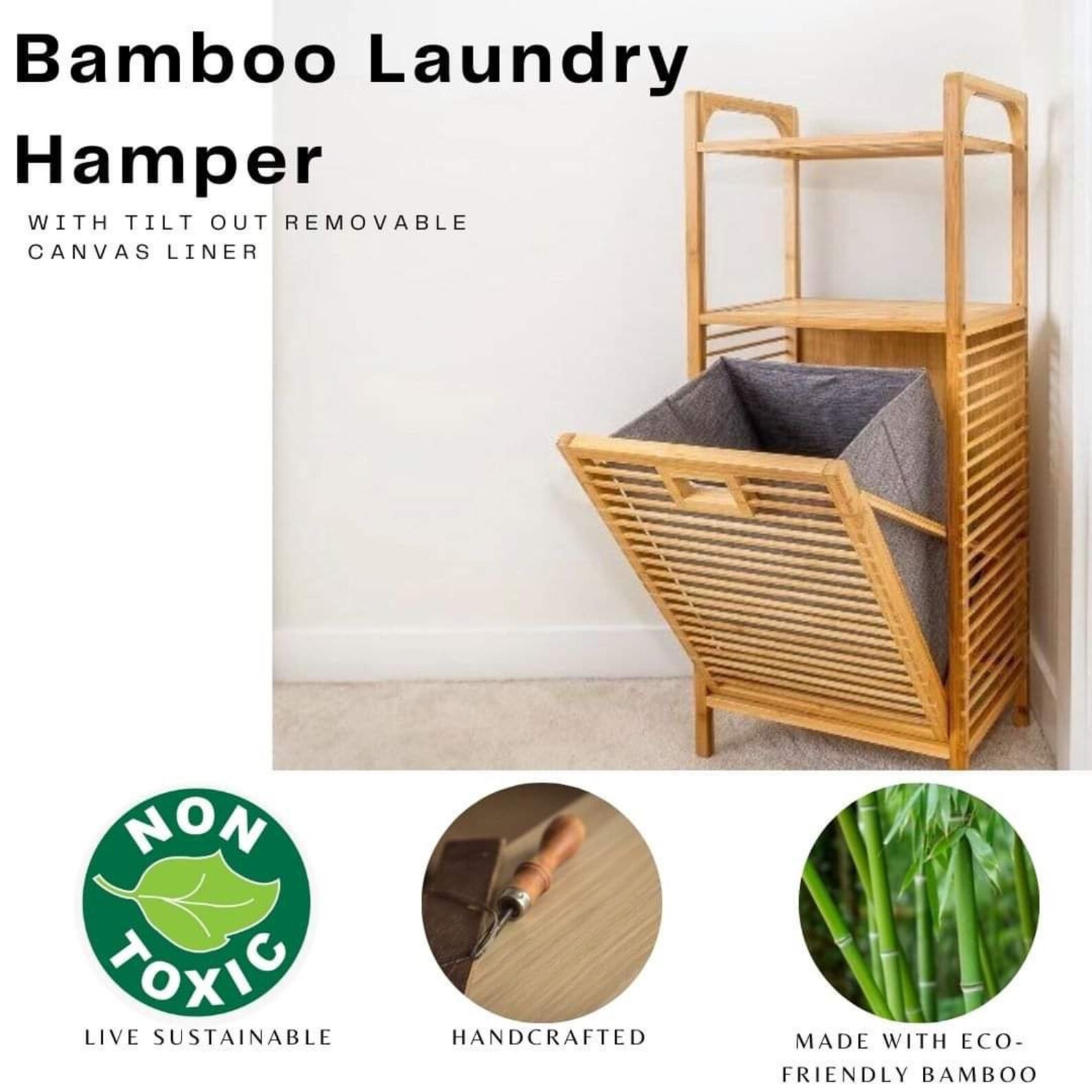 Ecofriendly Bamboo Laundry Hamper with removable liner Etsy
