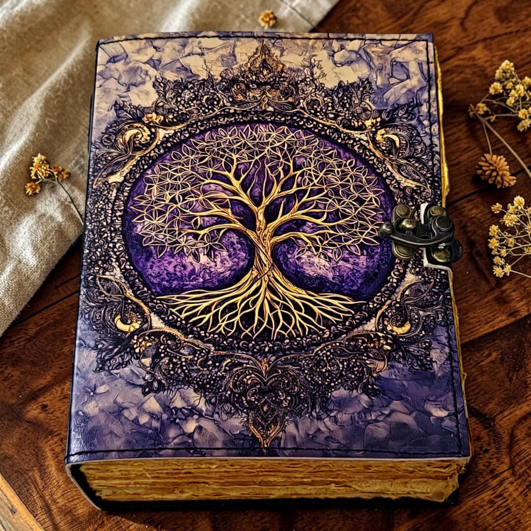 UV Printed Tree of Life Leather Journal, Deckle Edge Paper Notebook ...
