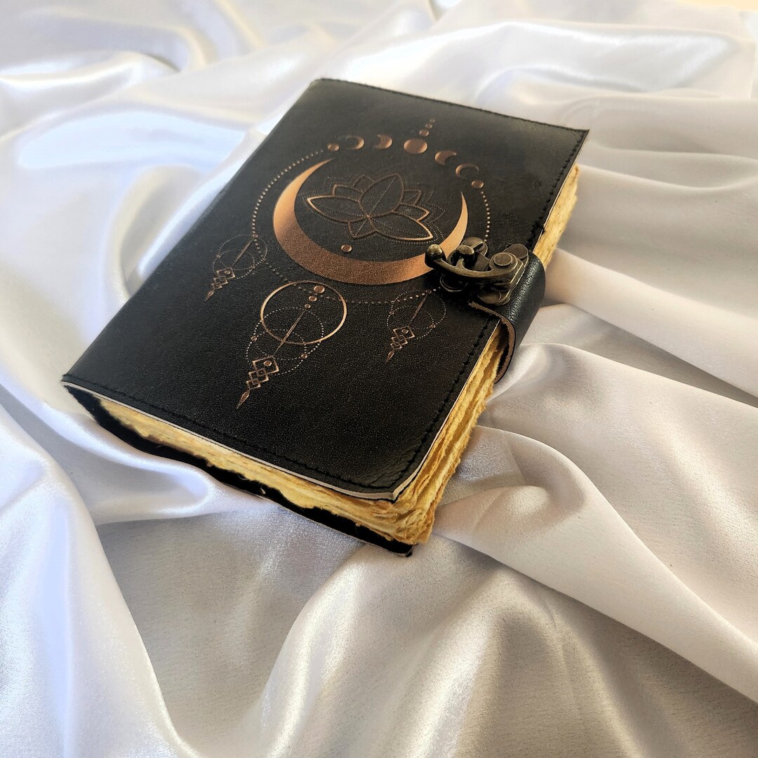 Stamped Leather Journal - Crystals and Feathers