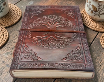 Tree of Life Leather Journal, Handmade Mandala Notebook, Sketchbook