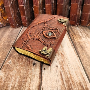 Vintage Looks Hokus-Pokus Lederbuch, geprägtes Buch Notizbuch, Leder Skizzenbuch, Hochzeitsgeschenk, Traumbuch, personalisiertes Geschenk.