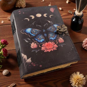 Butterfly Printed Leather Journal 100%Recycled Paper Journal, For Notes, Notebook, Sketchbook, Leather Diary, writing Book, Wedding Gift.