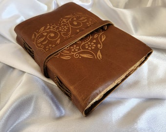 Vintage Heard Embossed Leather Journal, Writing Journal, Notebook, Sketchbook, Brown Journal, Dream Journal, Wedding Gift, Personalized Gift