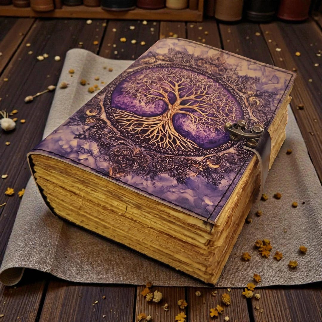 UV Printed Tree of Life Leather Journal, Deckle Edge Paper Notebook ...