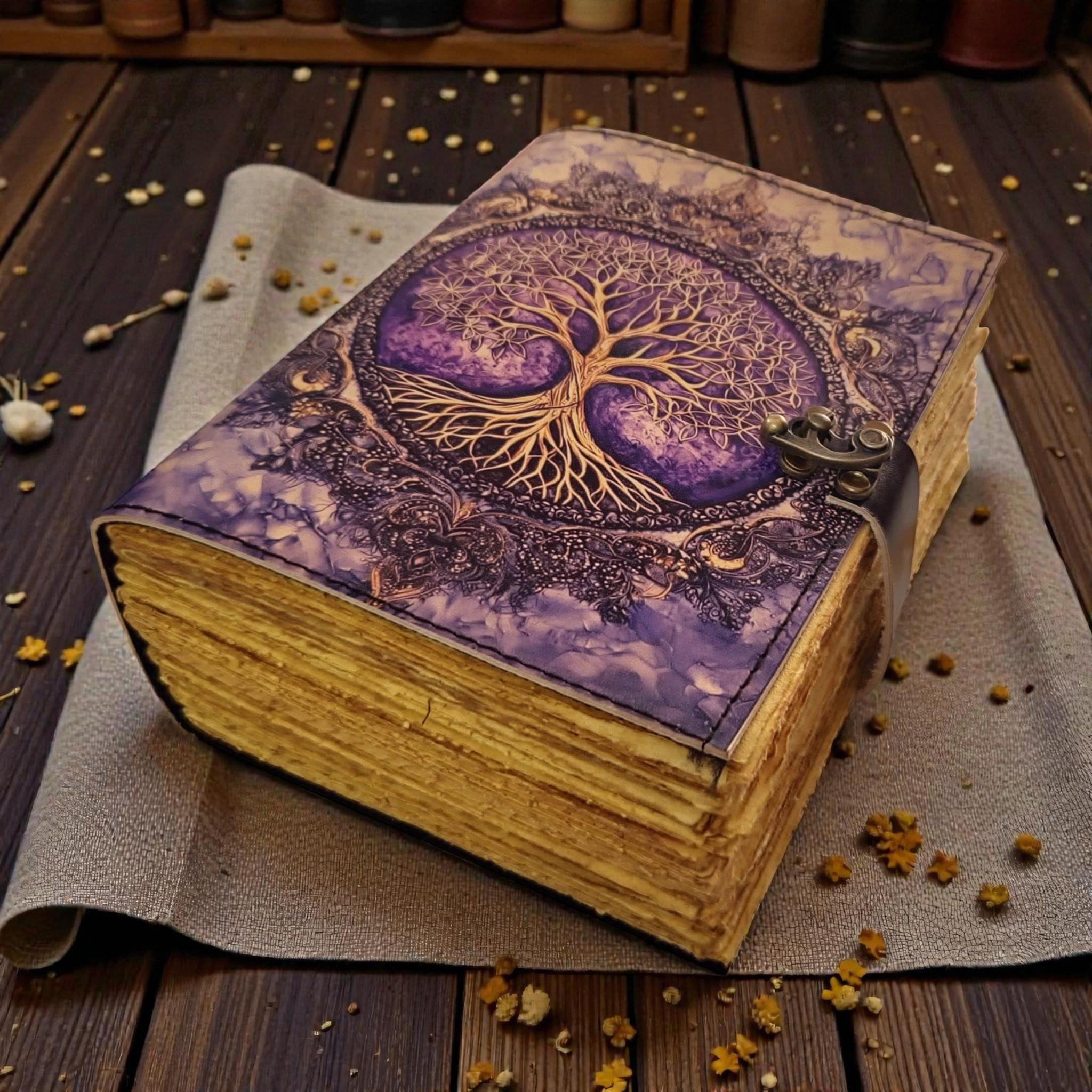 UV Printed Tree of Life Leather Journal, Deckle Edge Paper Notebook ...