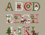 Christmas alphabet cross stitch ornament, Monogram letters, Christmas fonts for initial ornament
