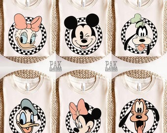 Retro Mickey and Friends Shirt, Retro Disney Trip Shirt, Checkered Mickey Shirt, Retro Mickey Shirt, Disney Family Vacation Shirt - K001