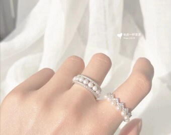 anillo de perla de plata