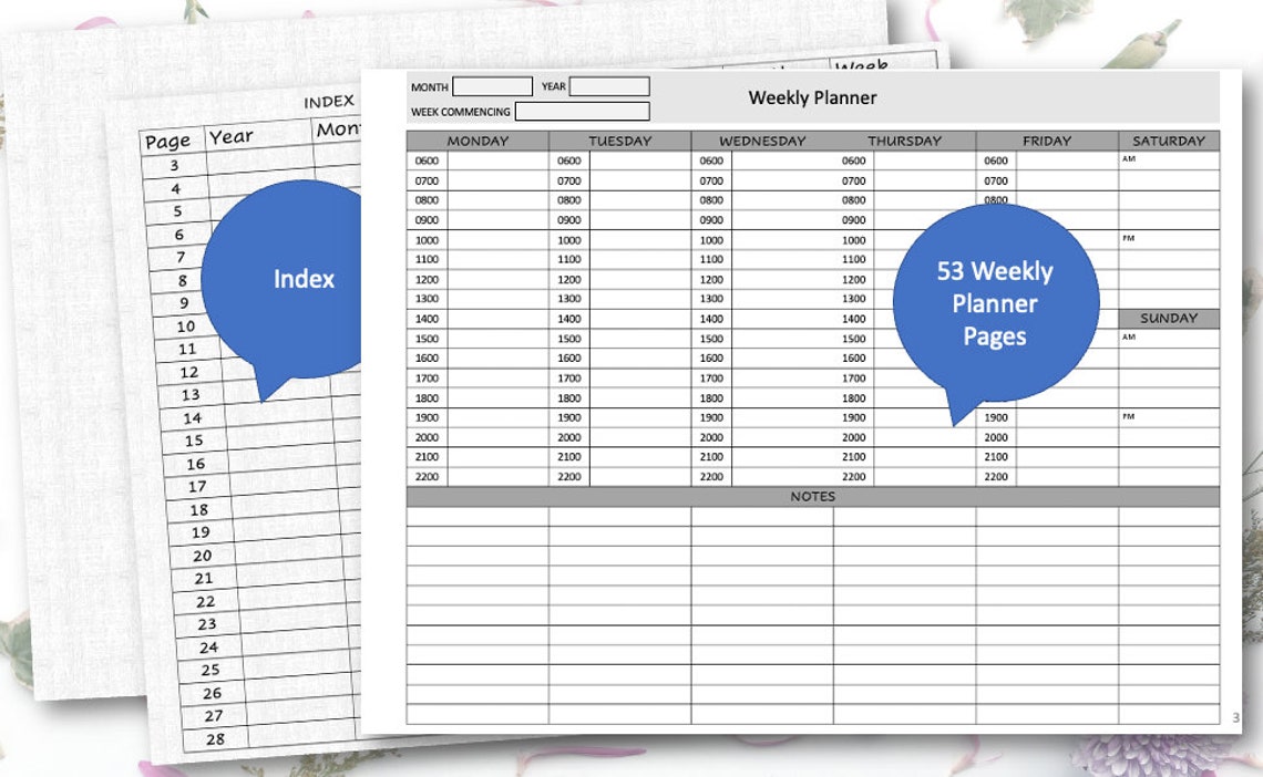 53 Week Weekly Planner PDF Formatted for Remarkable Eink Etsy