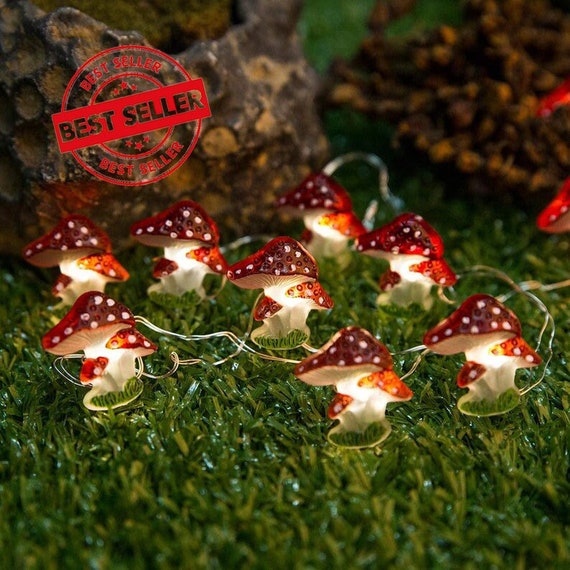 10Ft Mushroom String Lights, Battery Fairy Lights, 30LEDs Hanging Fairy Lights, LED Light Strands, Outdoor Indoor String Lights #Lights704k1