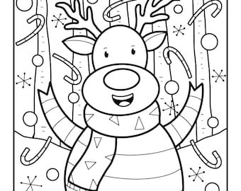 Reindeer Christmas Coloring Sheet